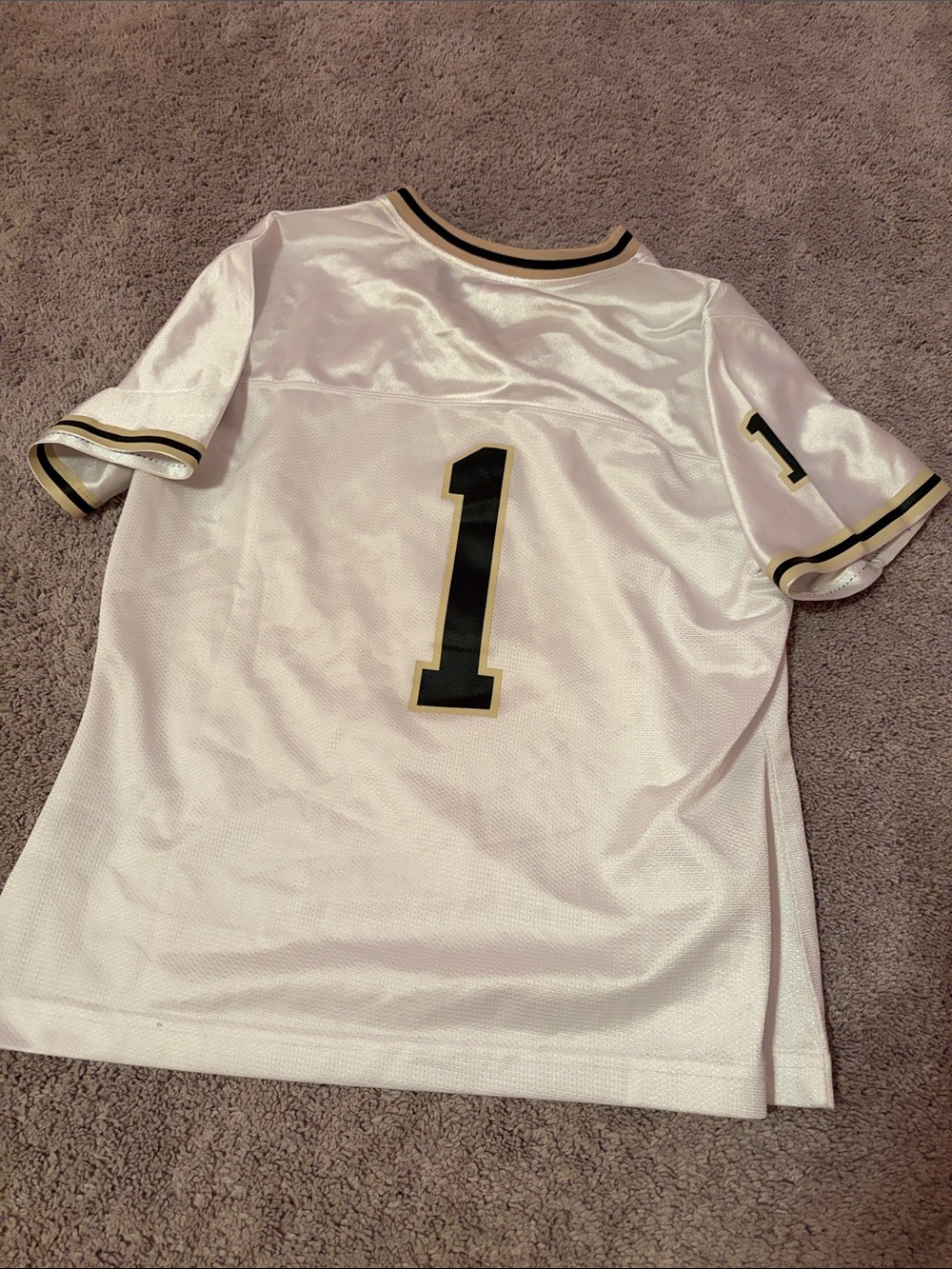 Nike women’s  Purdue White Black & Gold #1 Jersey - Picture 2 of 3